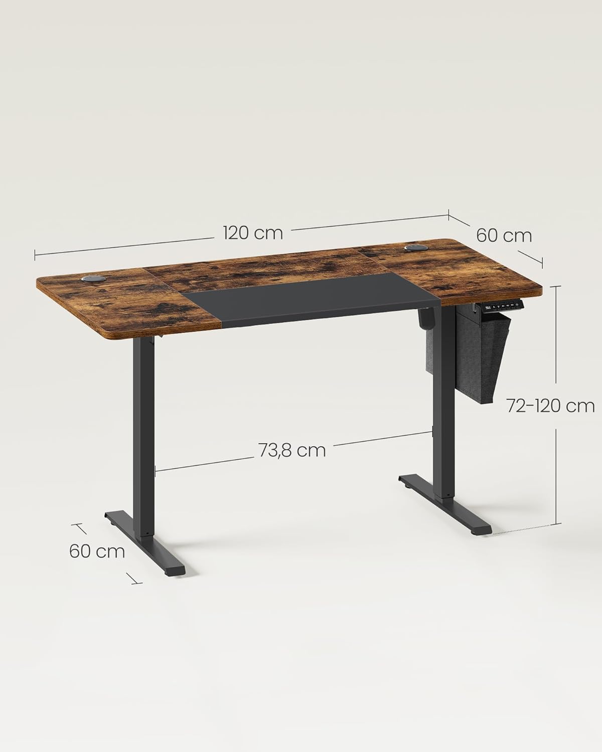 SONGMICS - bureau électrique LSD015X01 - 120x60 cm - réglable, mémoire 4 hauteurs