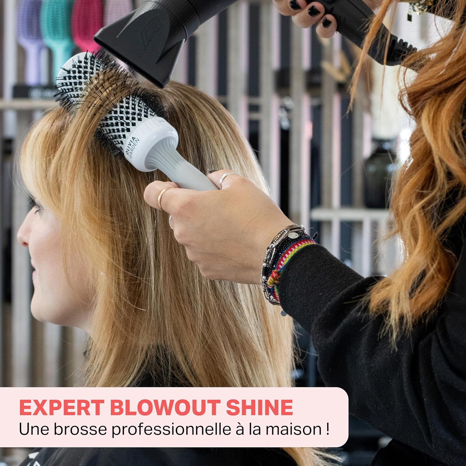 Olivia Garden - Expert Blowout Shine - brosse ronde céramique antistatique pour brushing sans frisottis, 53mm
