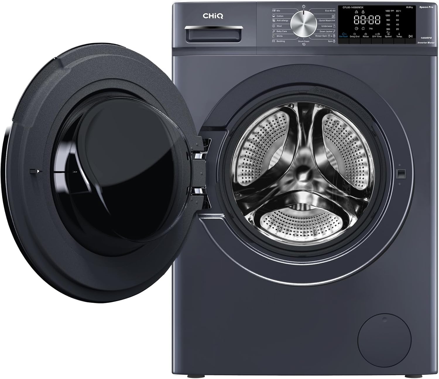 CHiQ - Lave-linge frontal 8 kg, 1400 tr/min, vapeur, IA, CFL80-14586IM3XA