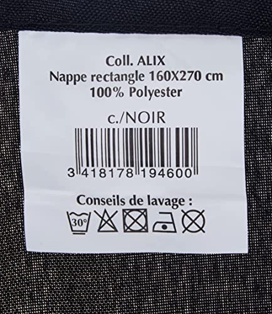 Soleil d'ocre - Alix nappes rectangle anti-t âche - 160x270 cm - polyester noir
