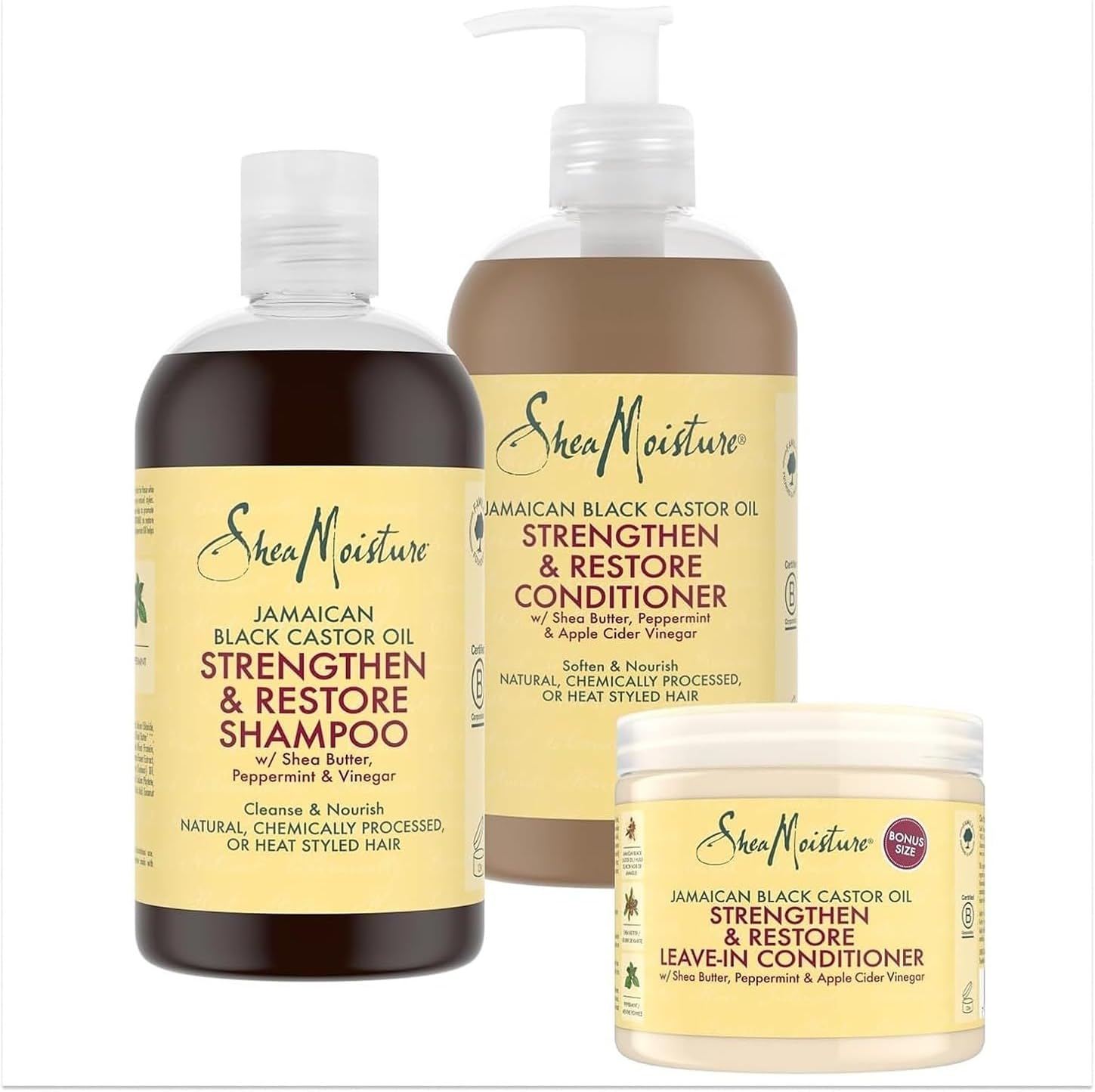 SheaMoisture - Jamaican Black Castor - 384ml+431ml - shampoing, soins renforçants