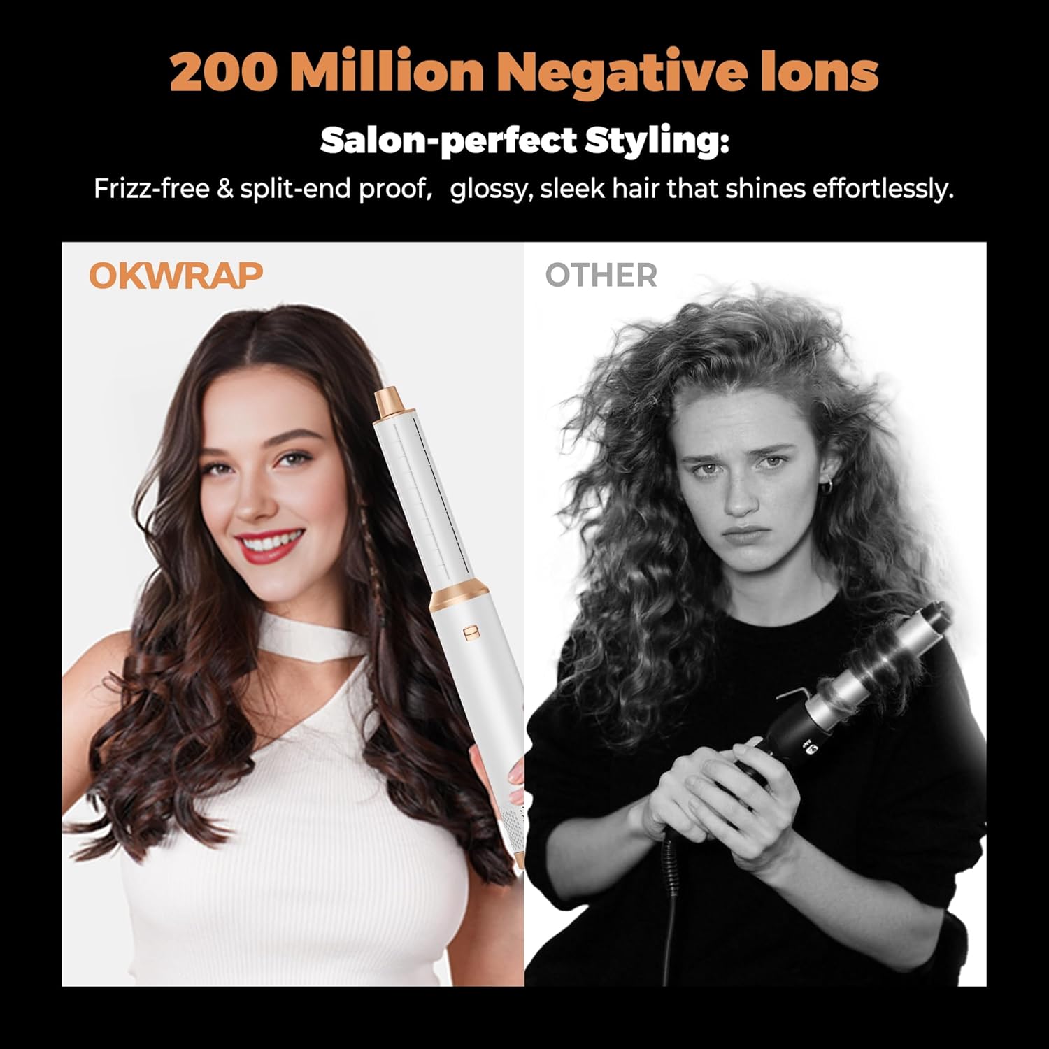OKWRAP - Airbrush 5 en 1 - Styler ionique, brushing, boucle, lisse