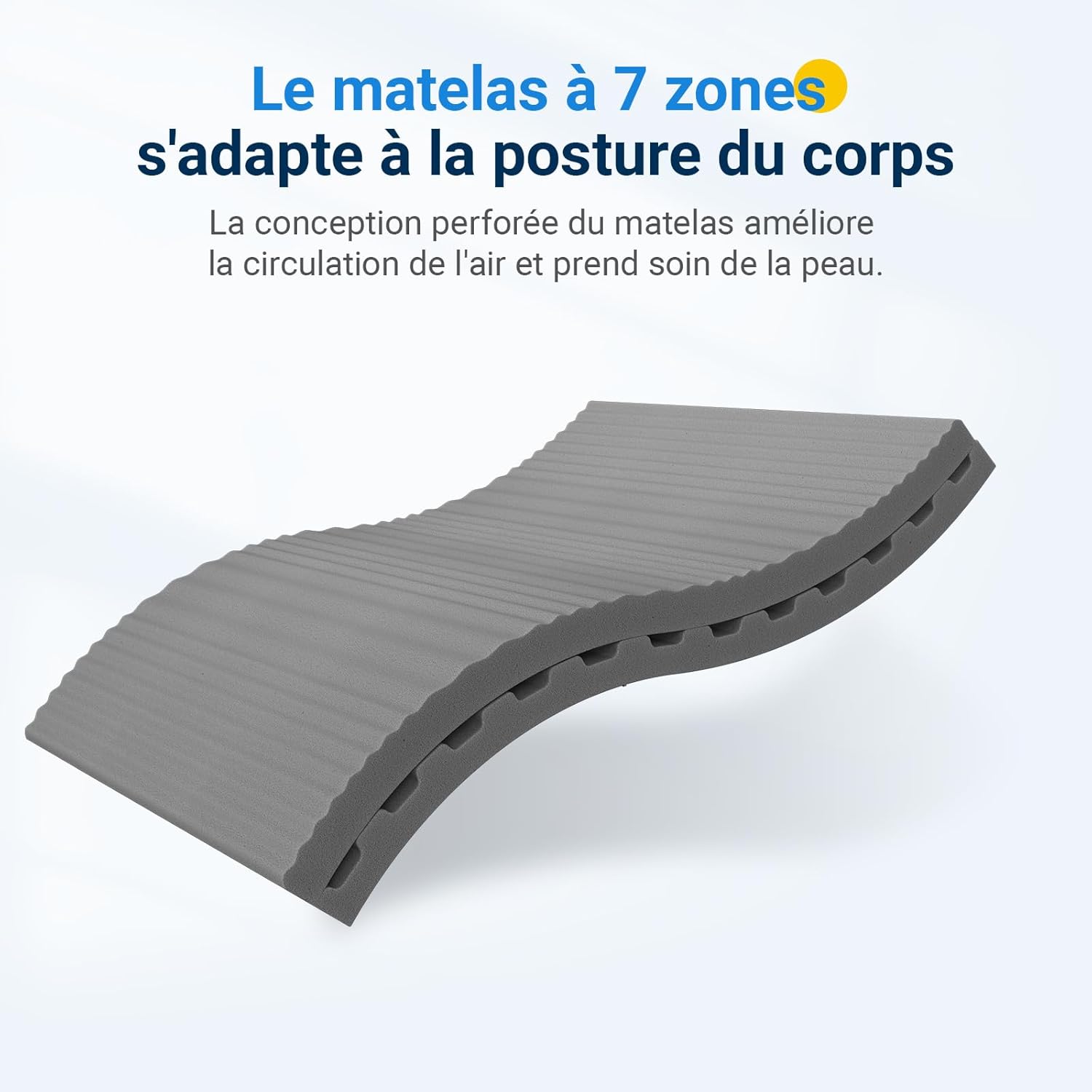 Avenco - matelas bambou 90x190 cm - 18 cm, 7 zones, H3/H4, housse amov.