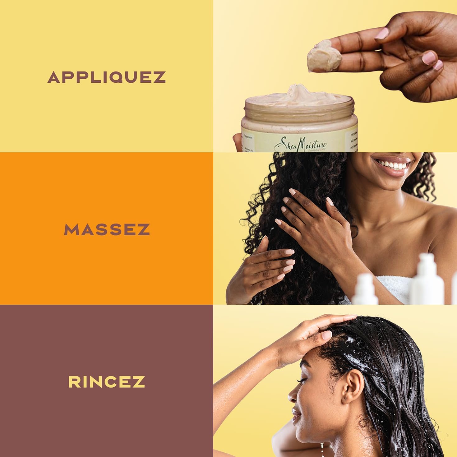 SheaMoisture - Set Huile Ricin Noir Jamaïque - 384/355/431 ml - Shampooing, masques et soins cheveux