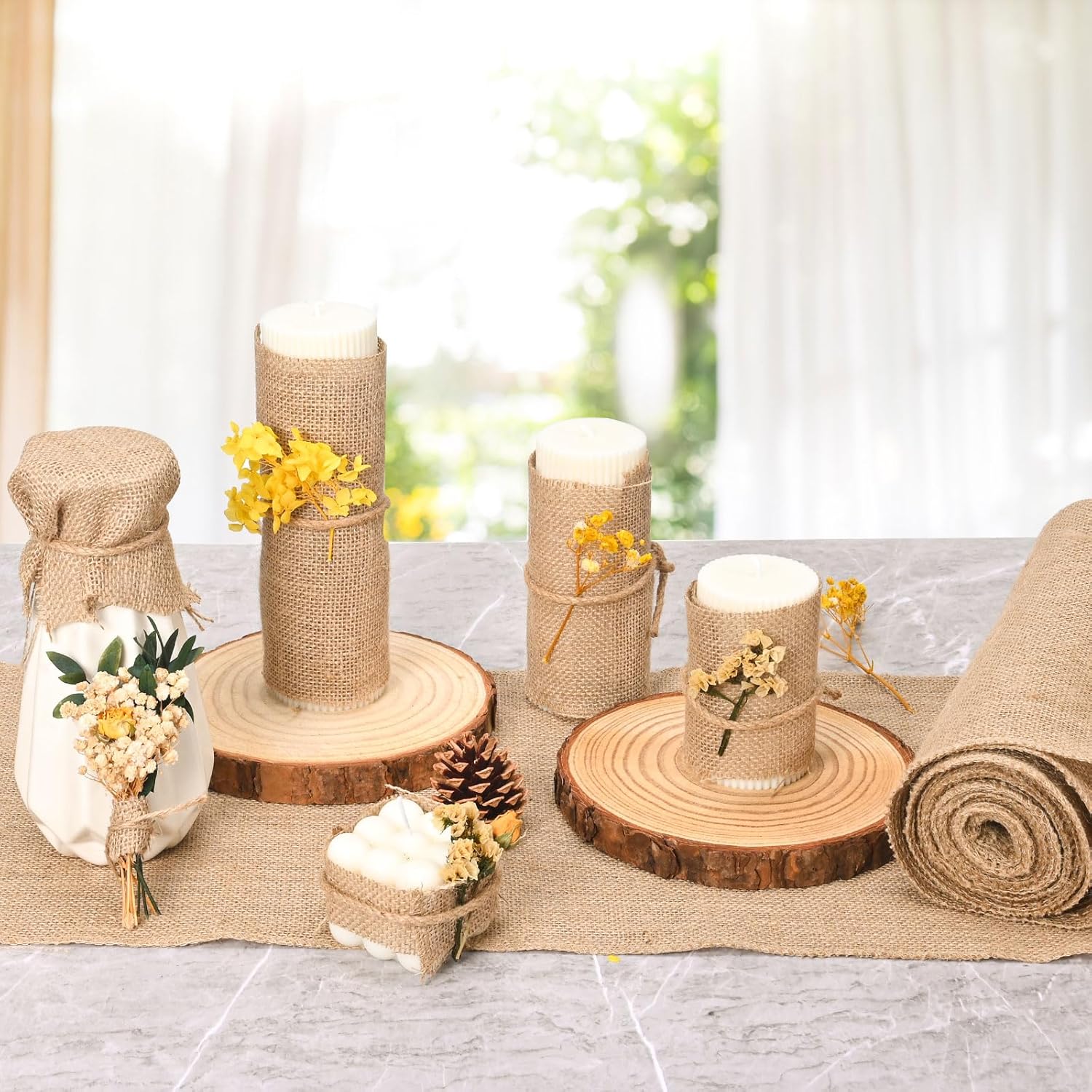 Nappe en jute - 30x1000 cm - bords cousus, coton et lin, découpable