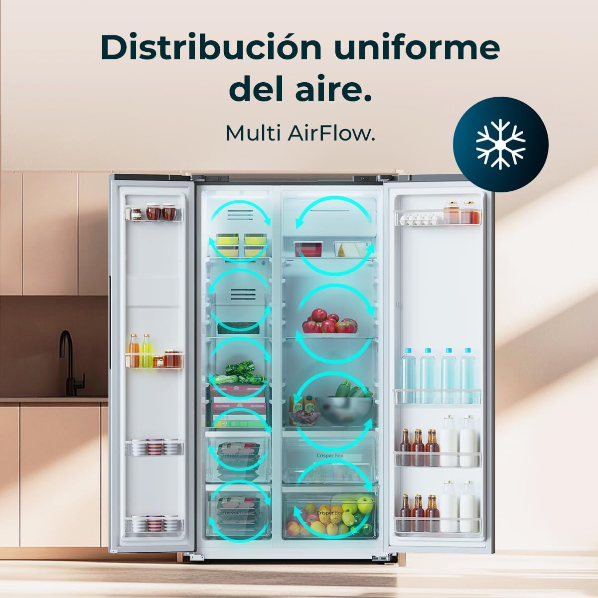 Cecotec - Bolero CoolMarket série - 562L, No Frost, classe E, fonctions rapides SBS 562 Dark E