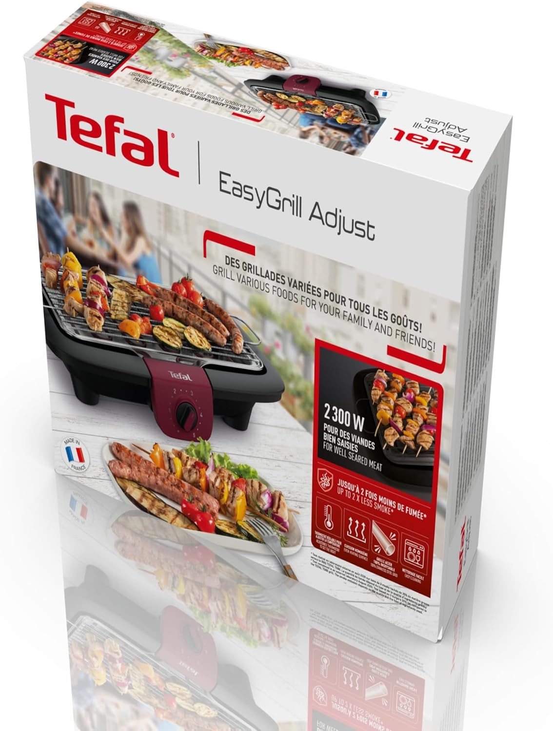 Tefal - EasyGrill Adjust - grande surface inox, réglable, lave-vaisselle - BG90E514
