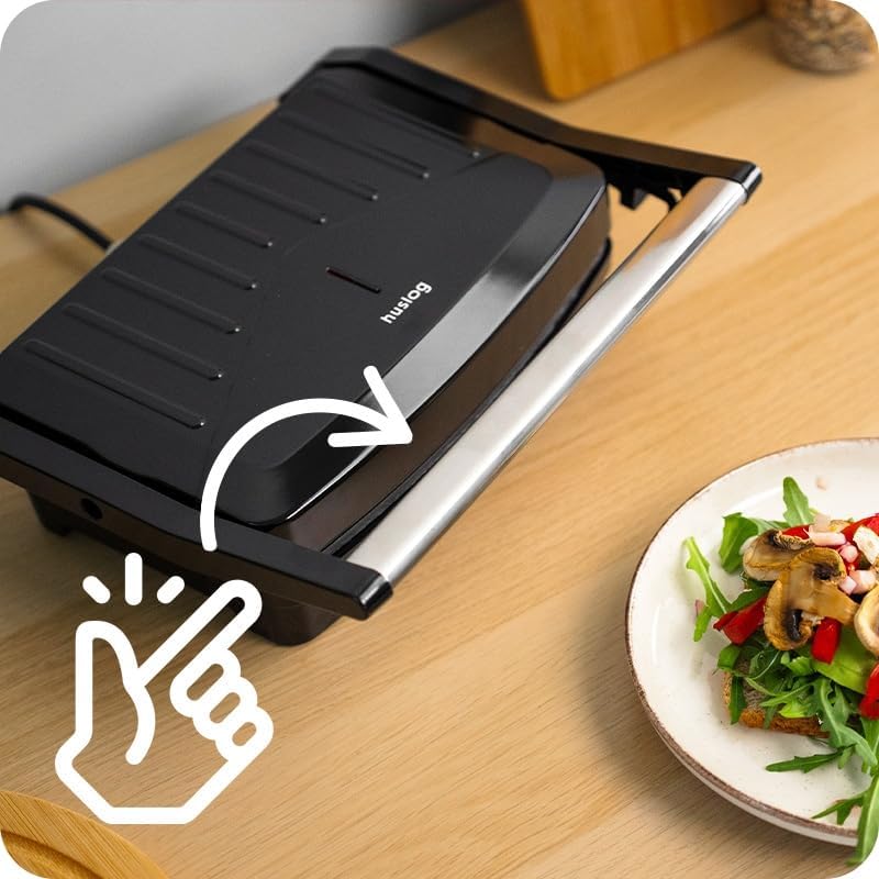 Grill Panini électrique inox 28x22,5x8,8cm 1000W antiadhésif