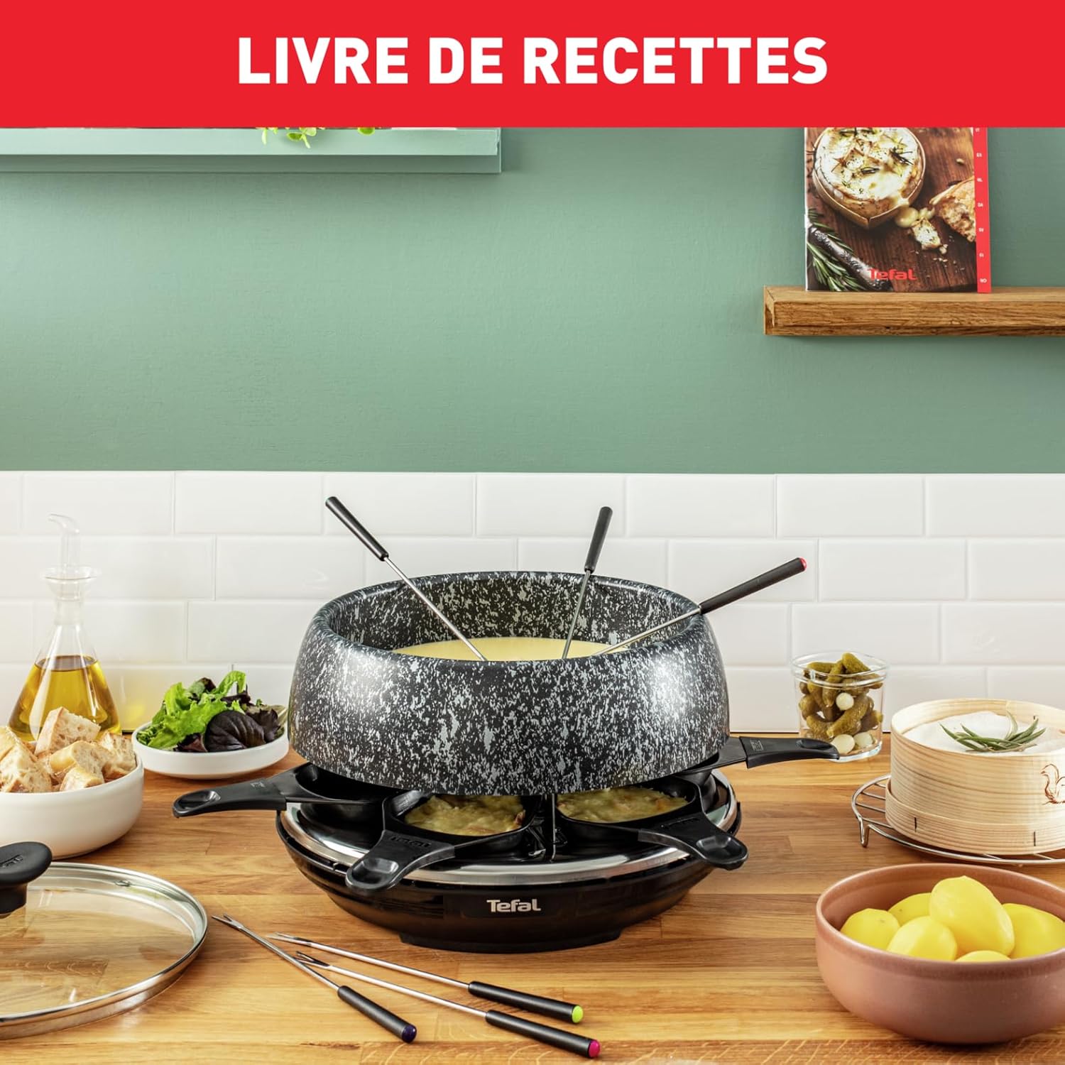 Tefal - Cheese N'Co 6 en 1 - multifonction, 6 pers, fondue, raclette, RE12C801