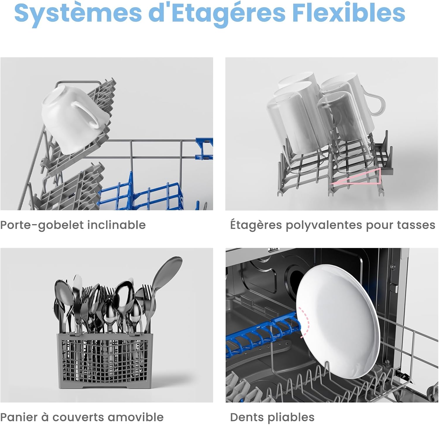 COMFEE' - lave-vaisselle compact, écran LED, 6,5L, 47 dB - TD602E-W