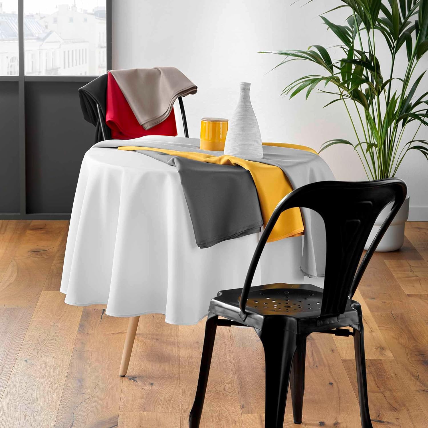 Nappe ronde - Essentiel - 180 cm - polyester uni, coloris béton