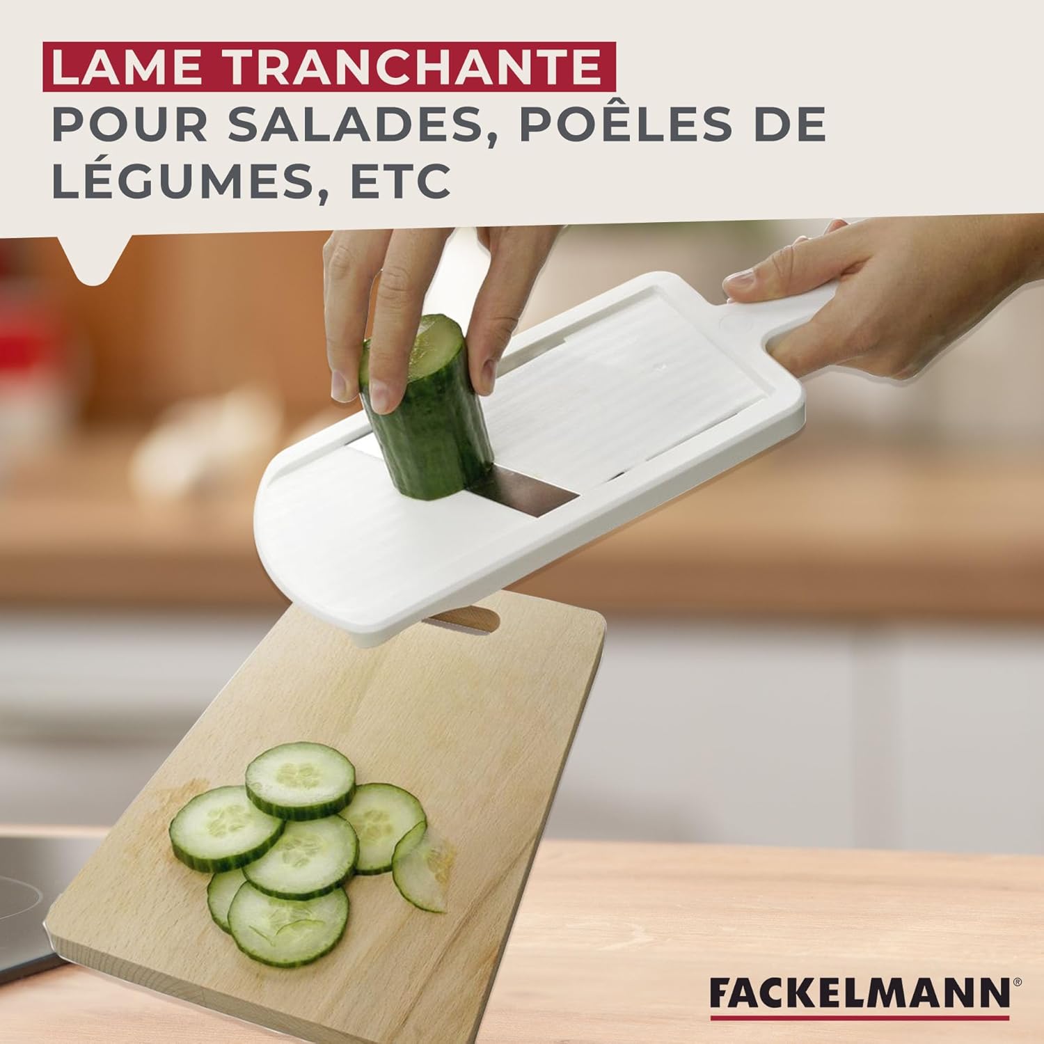 Fackelmann - mandoline inox double face - épaisse/fine - support inclus