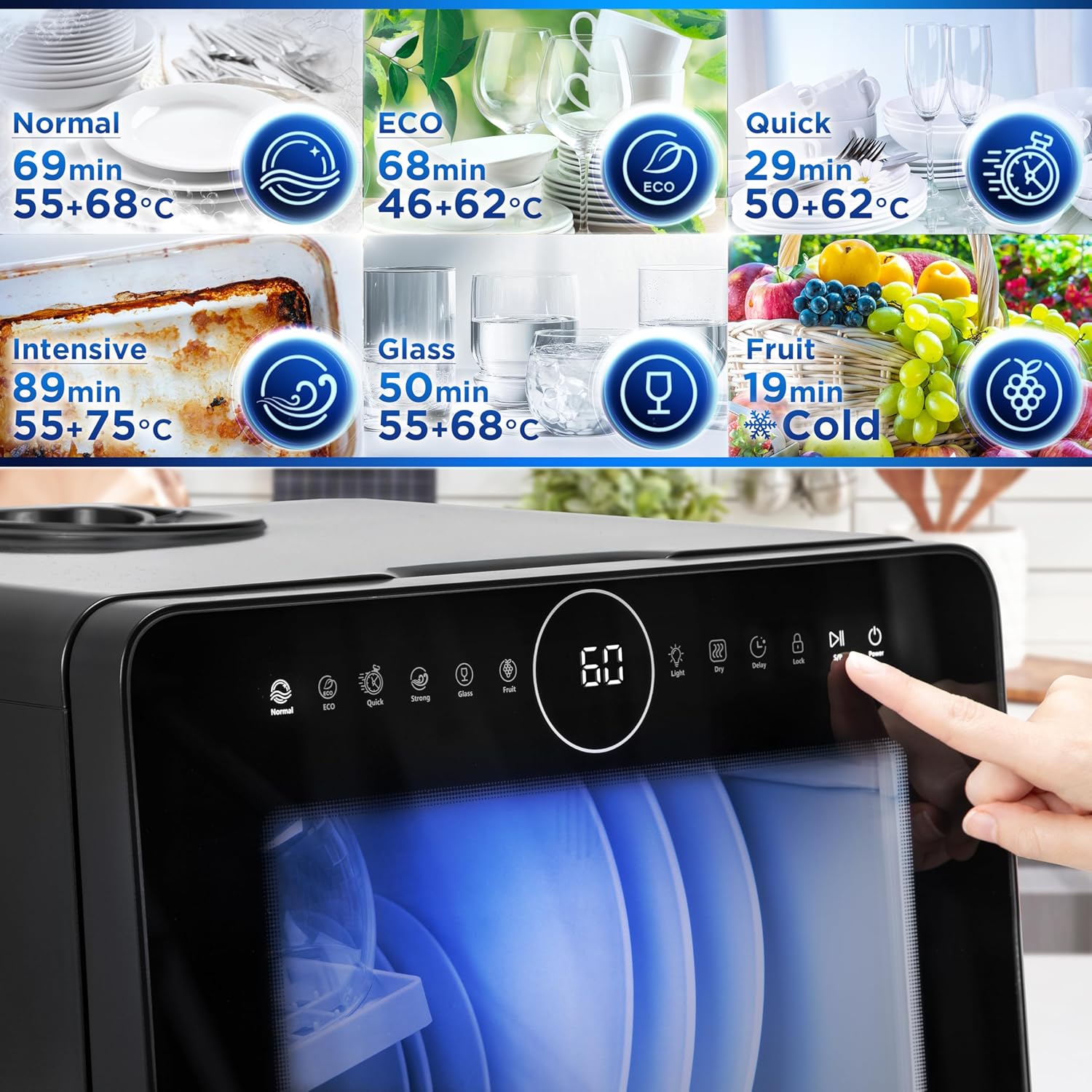 Duronic - DW5 BK - lave-vaisselle compact 950W 7 programmes séchage