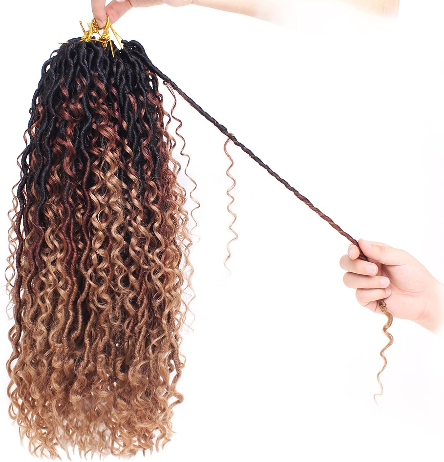 Xtrend - River Faux Locs 18 pouces - 3 tons, 14 brins, bouclés, crochet - 1B3027#