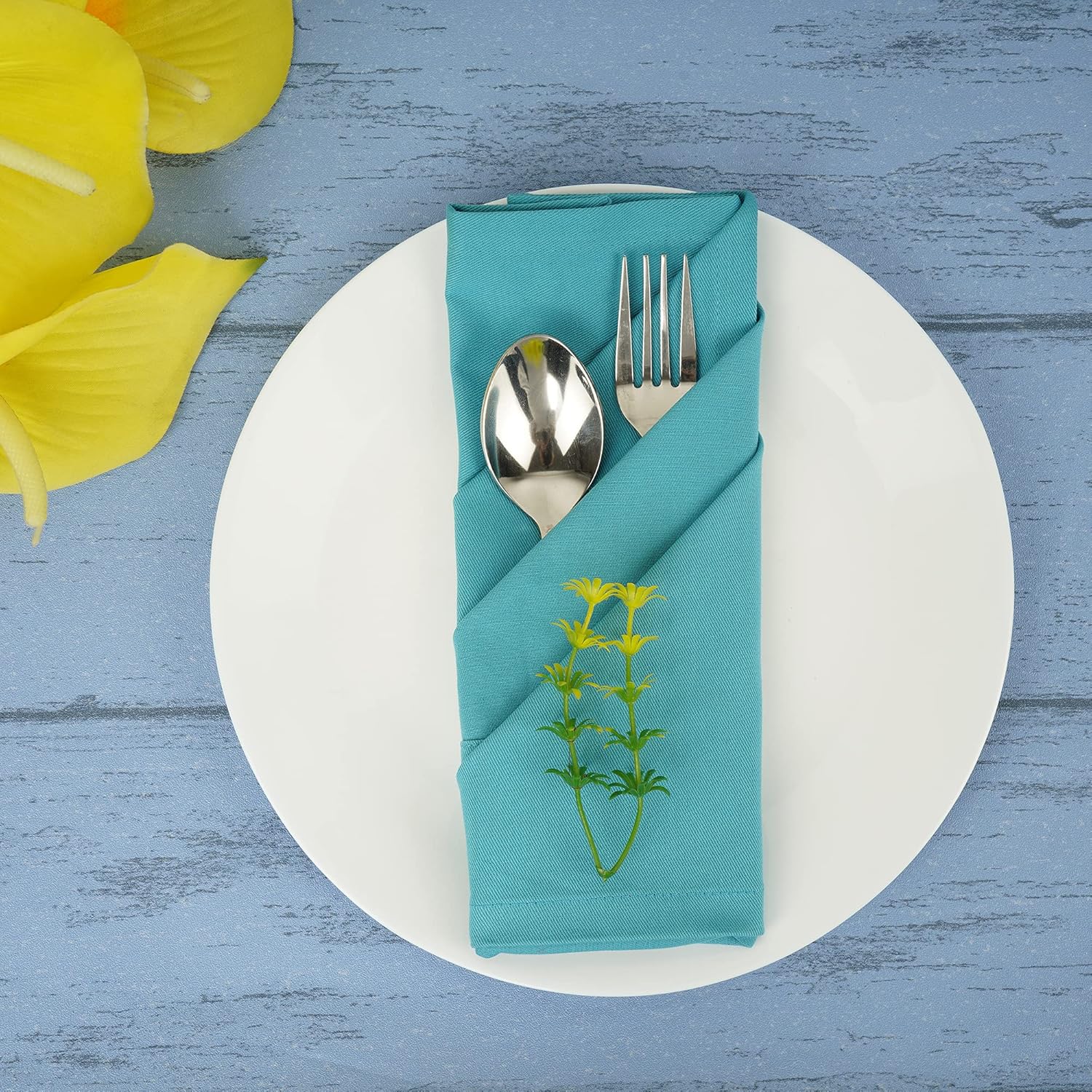 Sweet Needle - serviettes de table, 45x45 cm, coton épais, coins arrondis, lot de 12