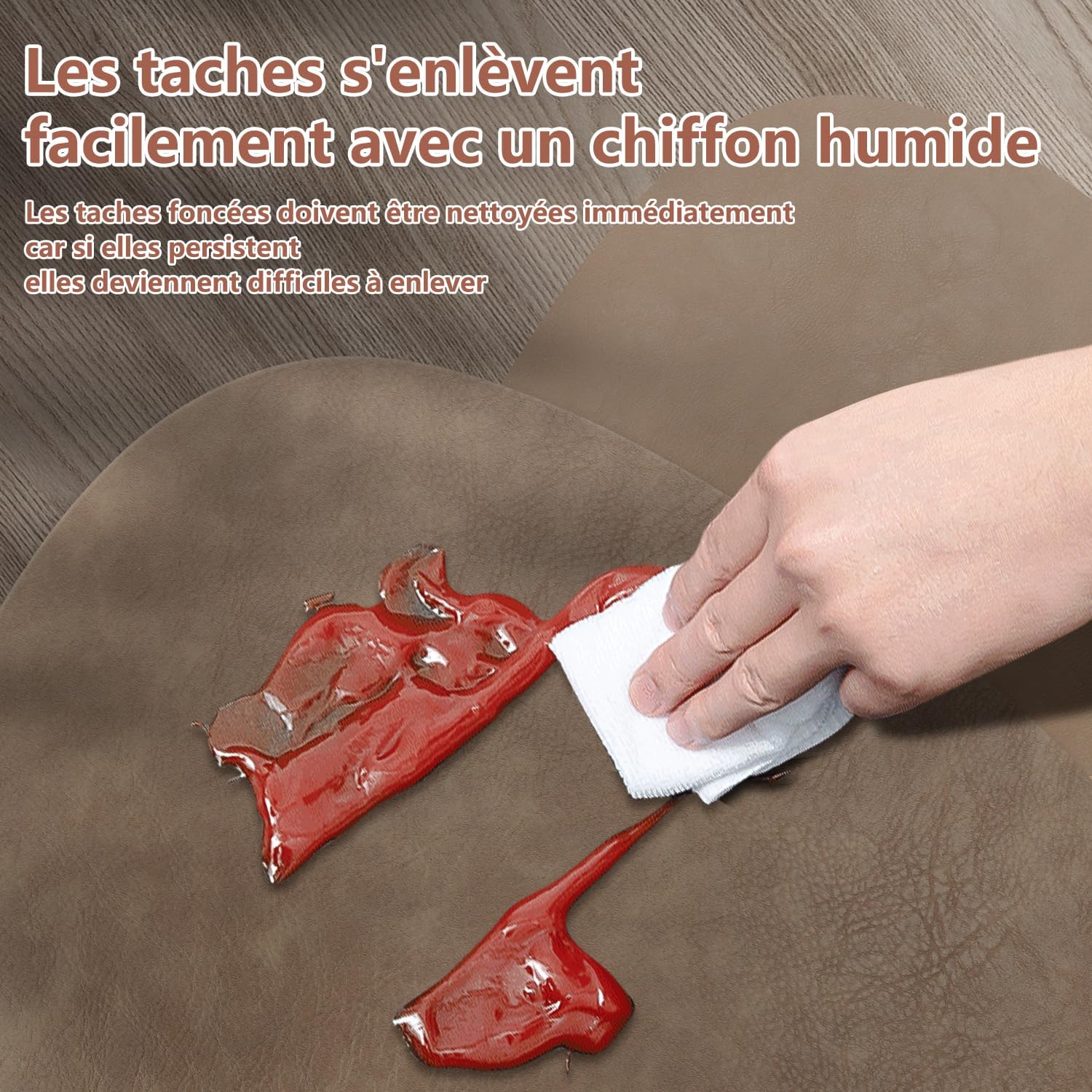 Set de table - lot de 4, PU double face, antidérapant, 41x33cm, marron