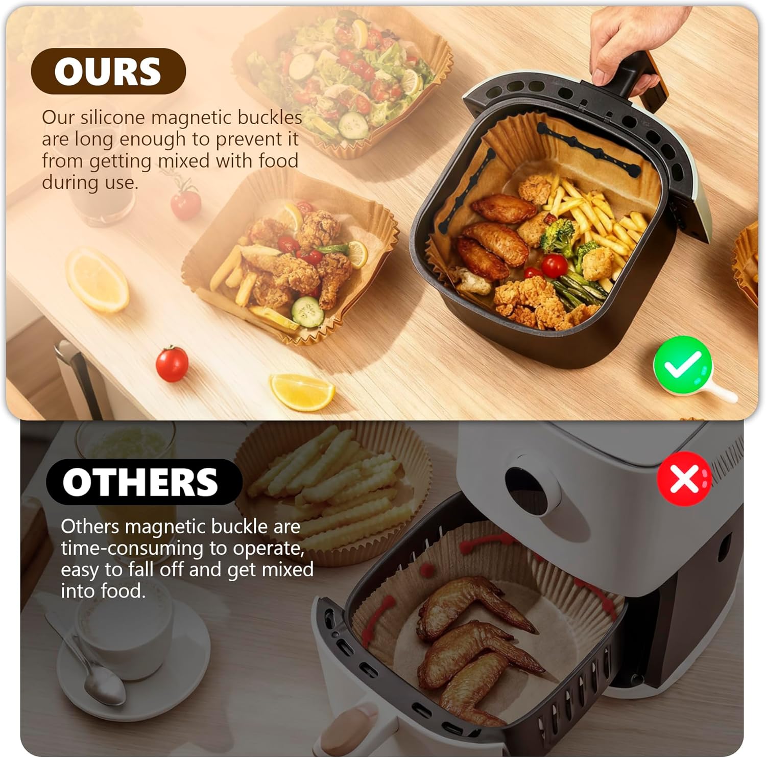 Accessoires friteuse à air - 17,5 cm - silicone, aimanté, anti-combustion