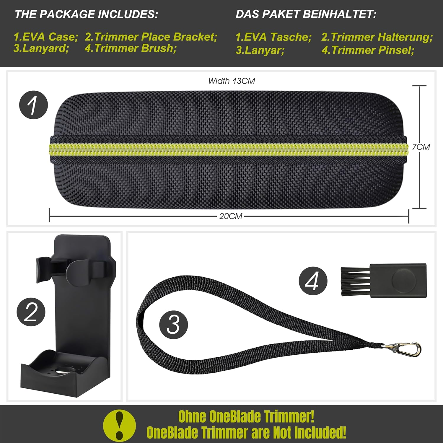 Sac de protection pour Philips OneBlade série QP, vert, compact, QP2734 QP2724 QP2824 QP230 QP220 QP437 QP2630 QP2620 QP