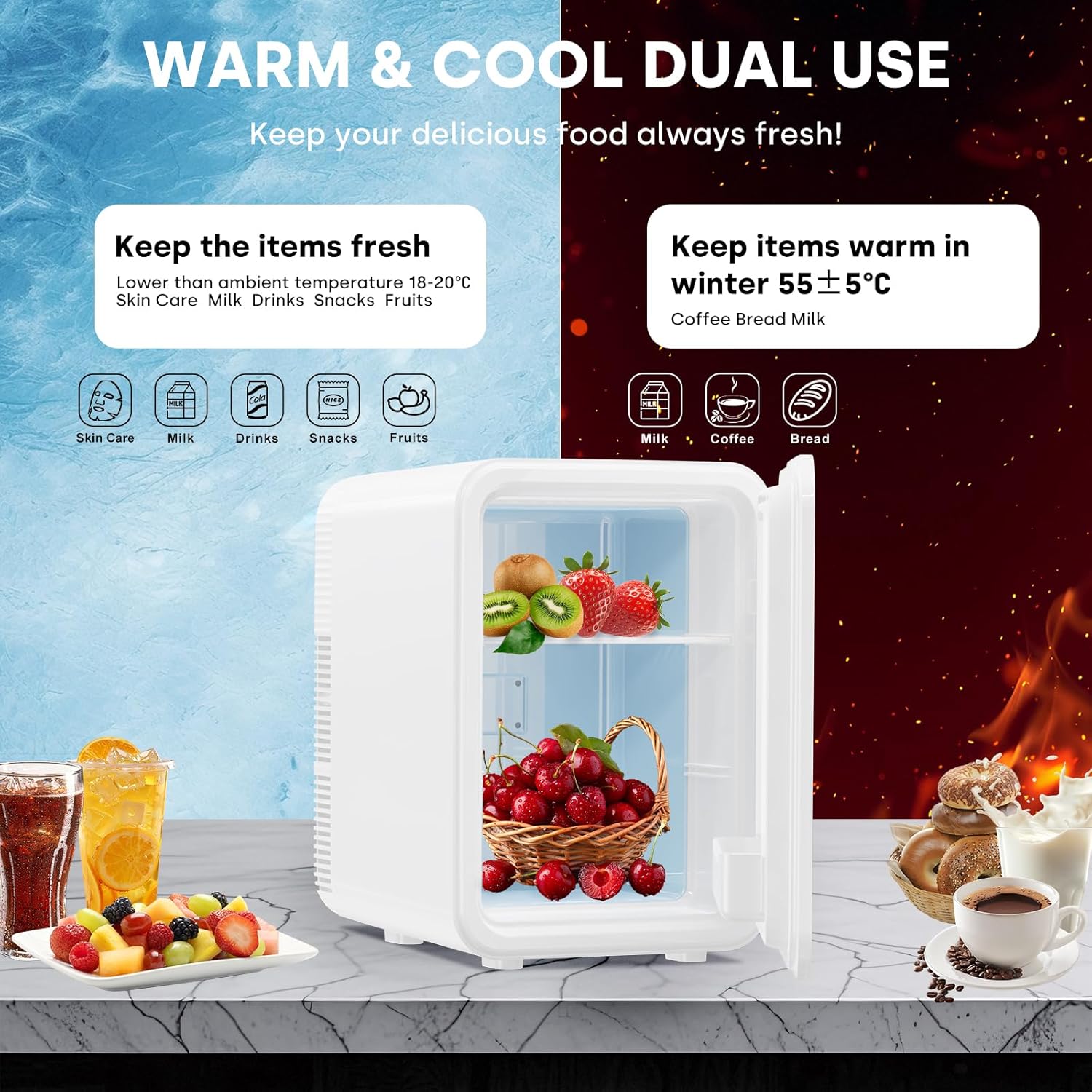 Enventor - Mini frigo 10L - refroidissement/chauffage, 12V/220V, compact