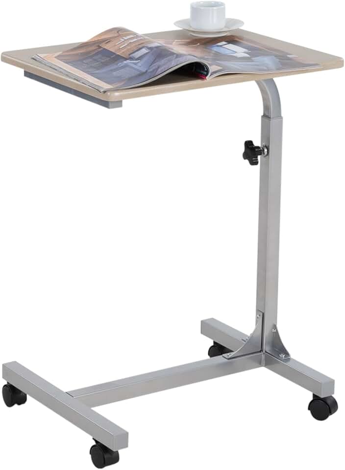 MEUBLE COSY - Table de Lit réglable sur roulettes - 48x37x79cm - support PC chêne