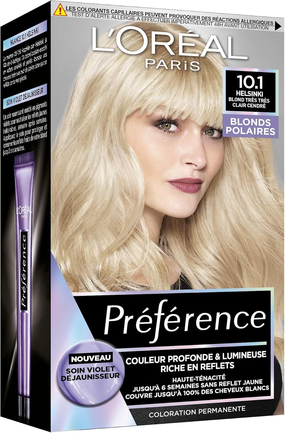 L'Oréal Paris - Préférence Helsinki 10.1 - blond cendré clair - coloration permanente, couvre 100% cheveux blancs