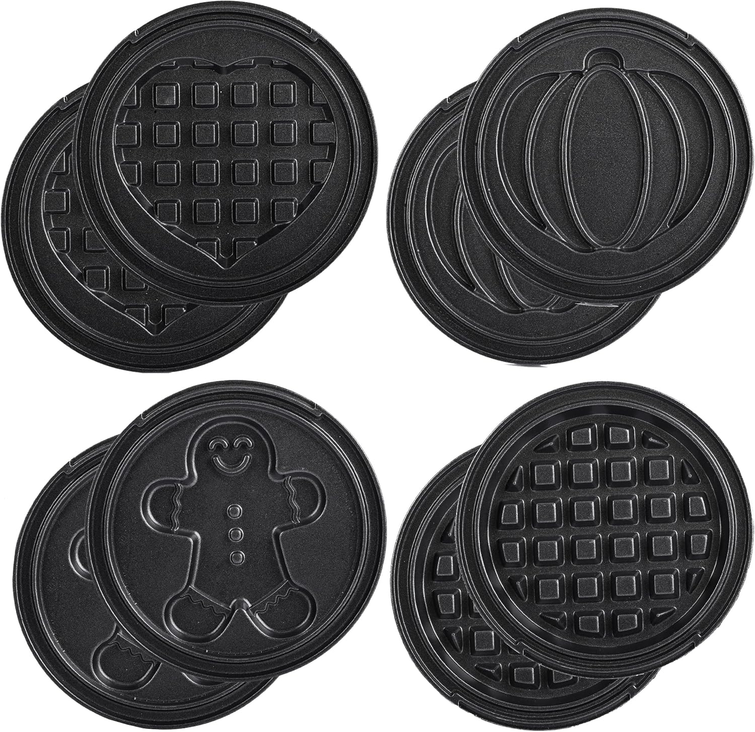 LEHMANN - Mini gaufrier, 4 formes, plaques amovibles, rouge, antiadhésif