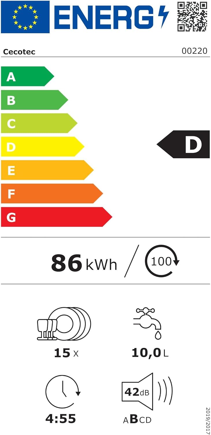 Cecotec - Bolero Aguazero 6210 - 60cm - inox, 15 couverts, écran XXL, 14 programmes D