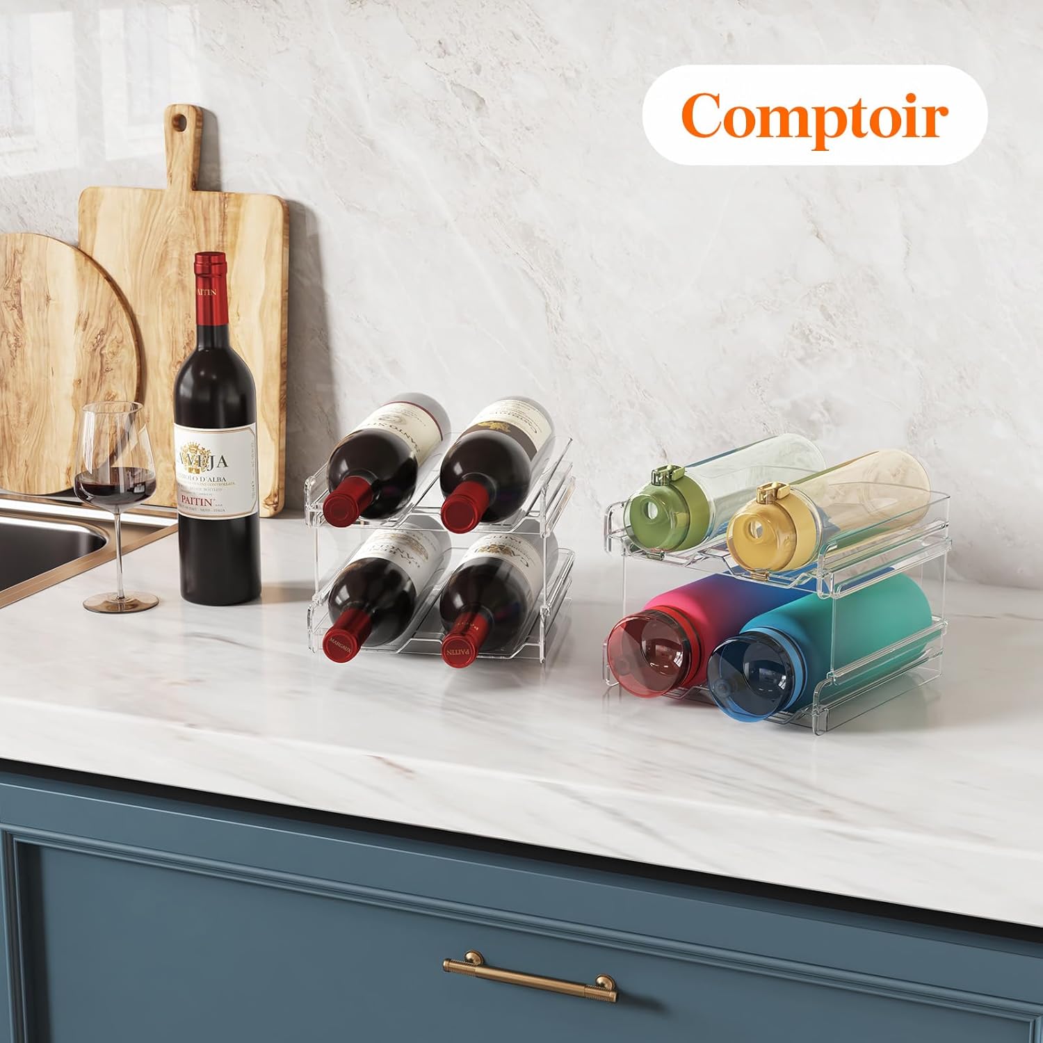 Lifewit - casier à vin empilable - transparent - stocke 4 bouteilles