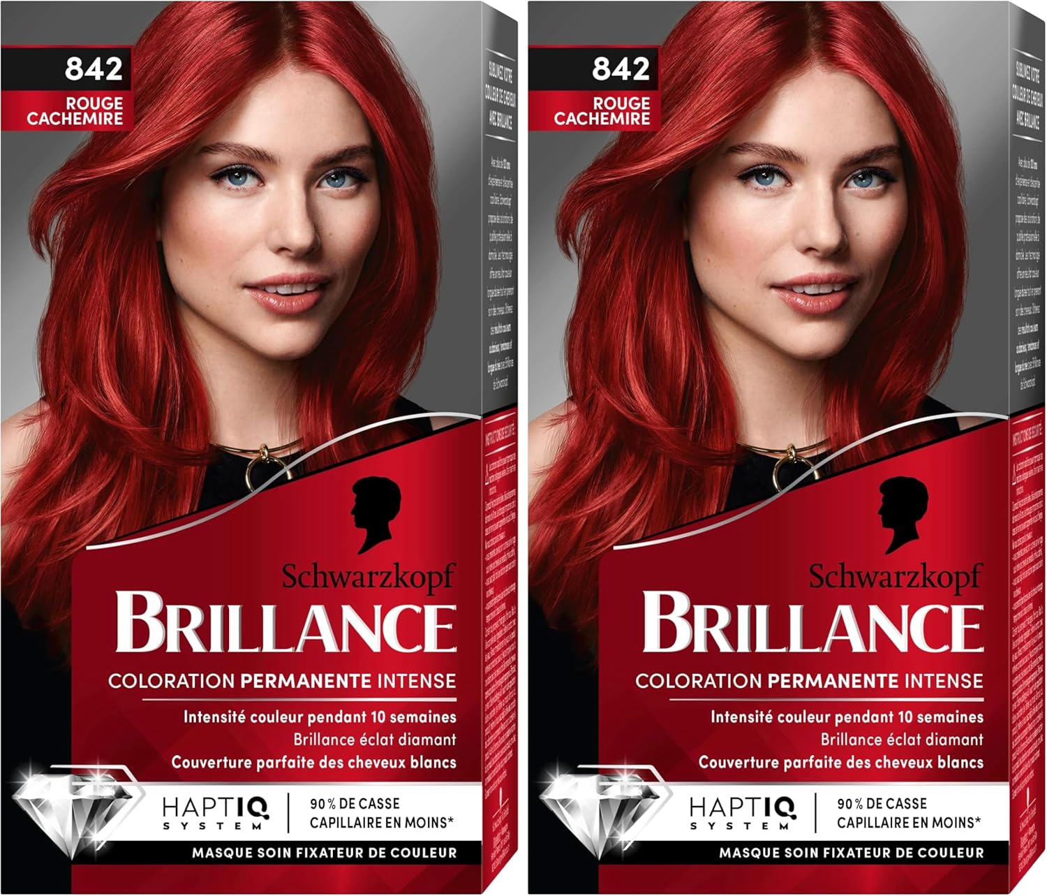 Schwarzkopf - Brillance coloration intense - soin nourrissant, éclat, couvre 100% cheveux blancs - Rouge Cachemire 842