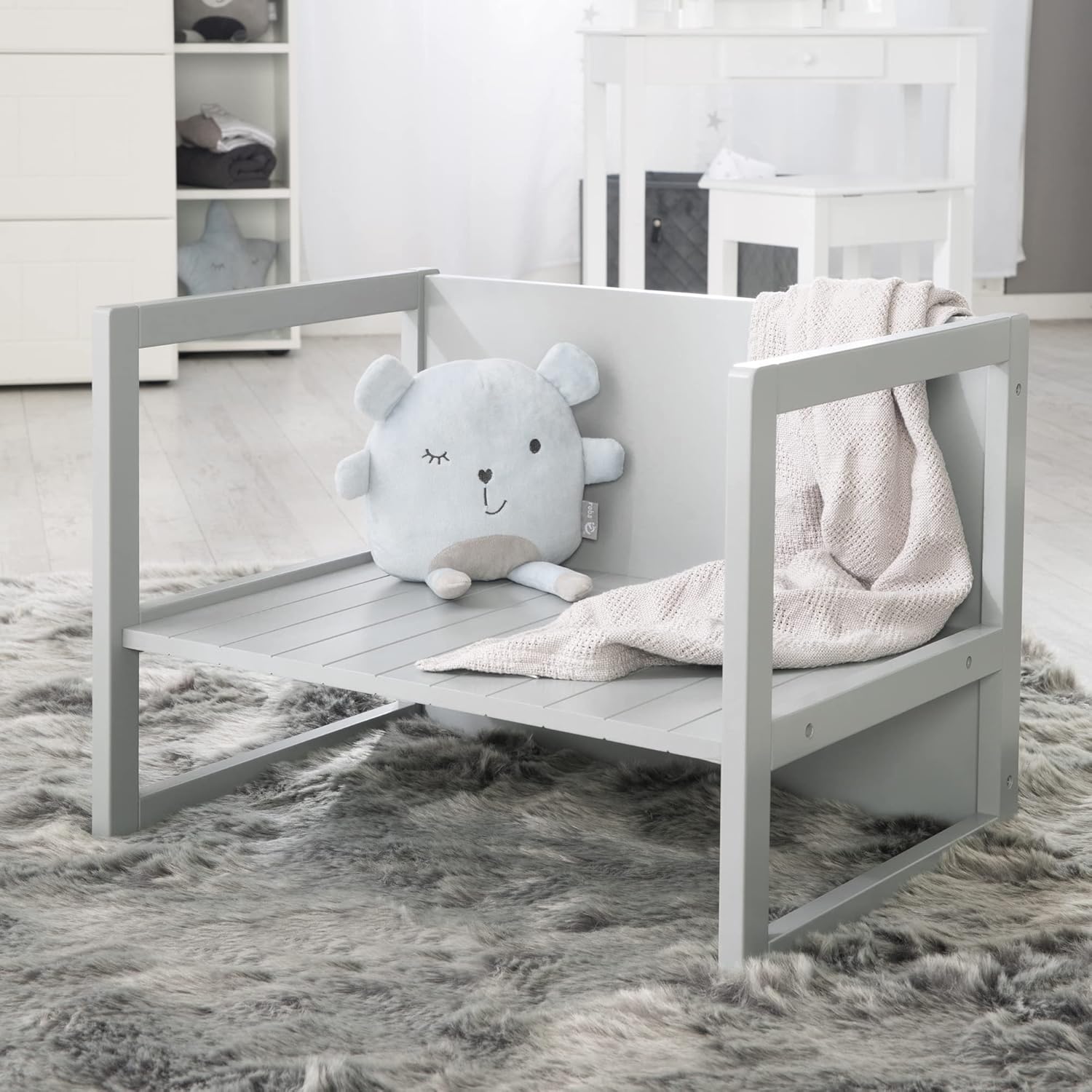 Roba - Ensemble table et chaise enfant - réglable 3 hauteurs - style campagne, gris