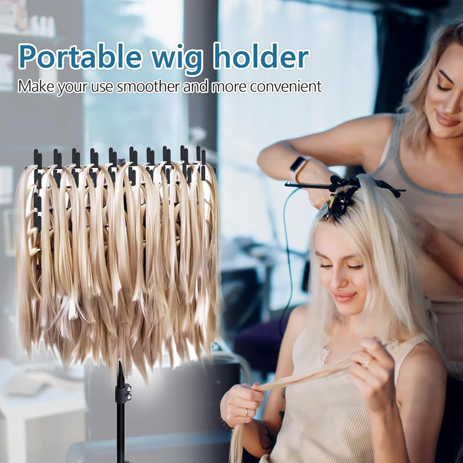 Gresonic - support pour tresses réglable, 144 pinces, idéal coiffeurs