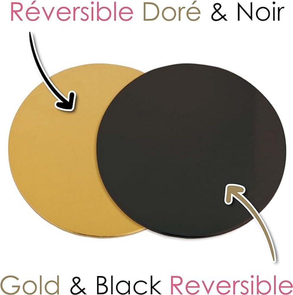 ScrapCooking - kit supports gâteaux ronds 24cm - carton doré/noir - 5201