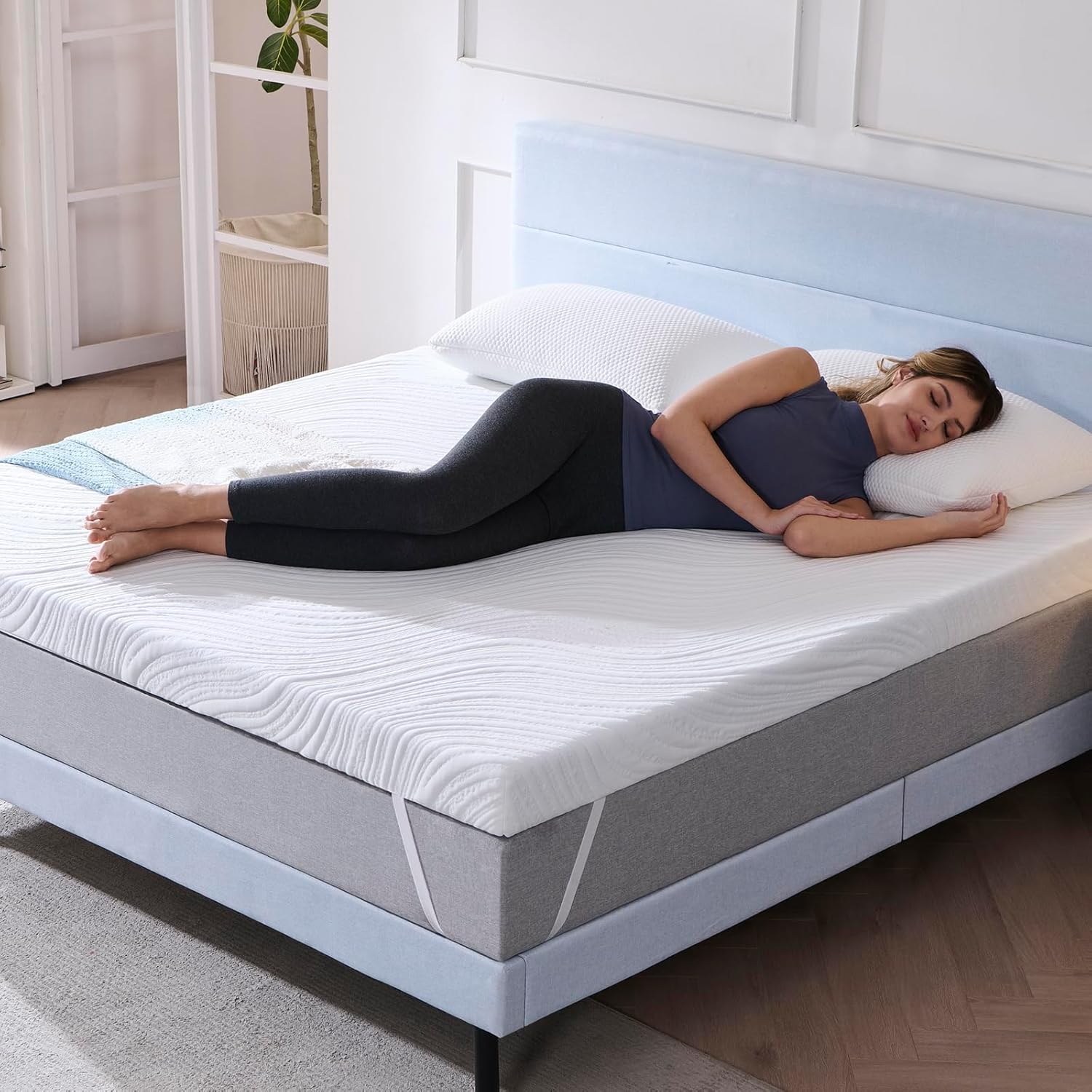 Surmatelas - mousse mémoire de forme gel - 90x190x10cm - épaisseur 10cm, housse amovible lavable, design antidérapant
