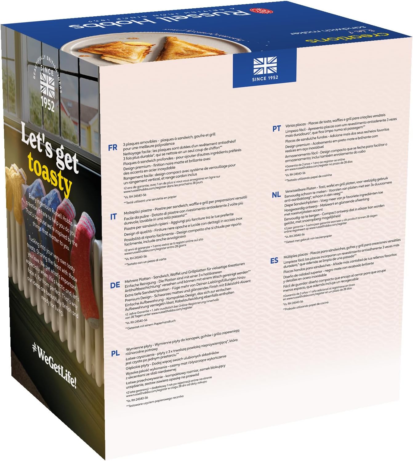 Russell Hobbs – Croque-Monsieur 3en1, plaques antiadhésives, extra profondes, 26810-56