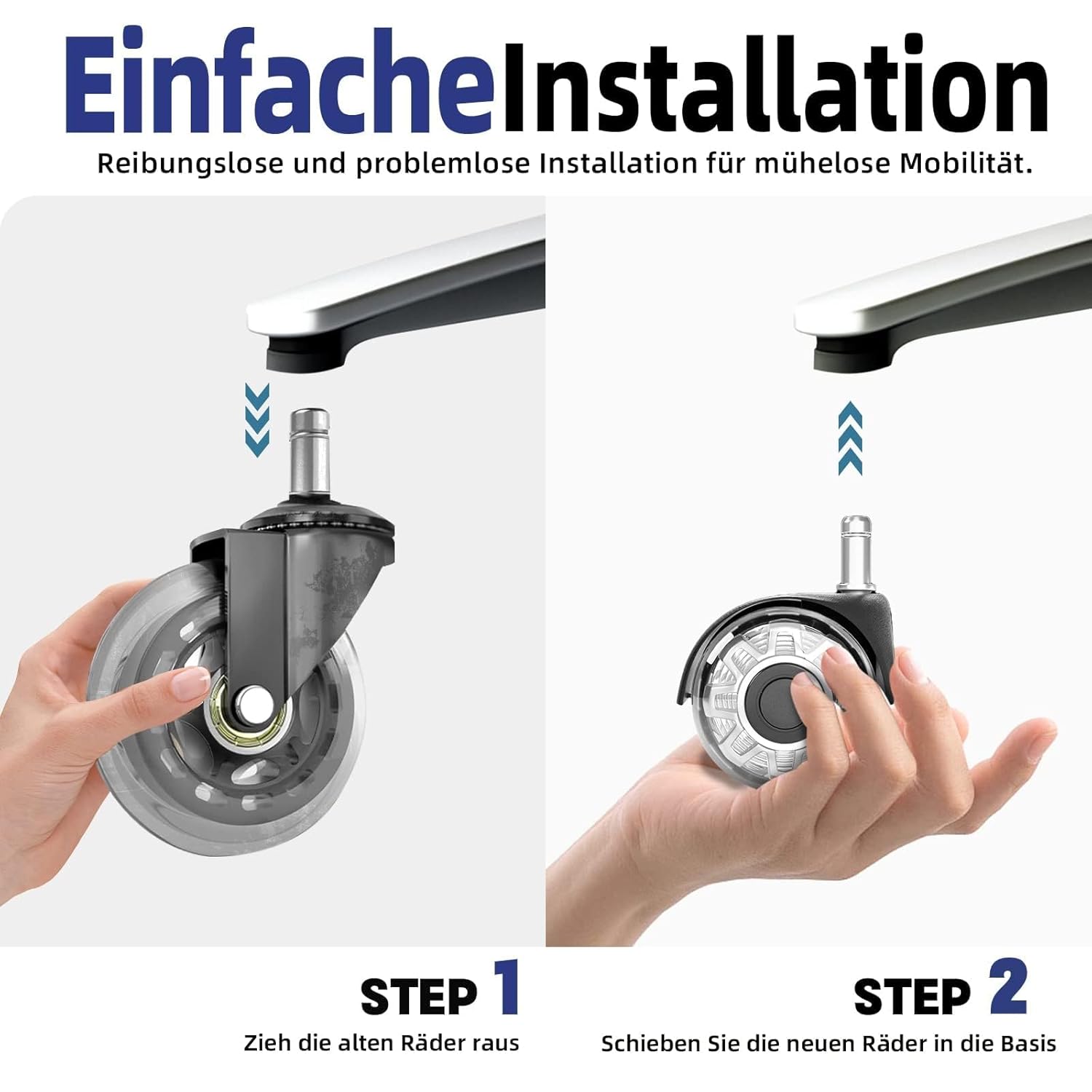 Sytopia - roulettes chaise bureau 11x22mm, 5pcs, silencieuses, tous sols