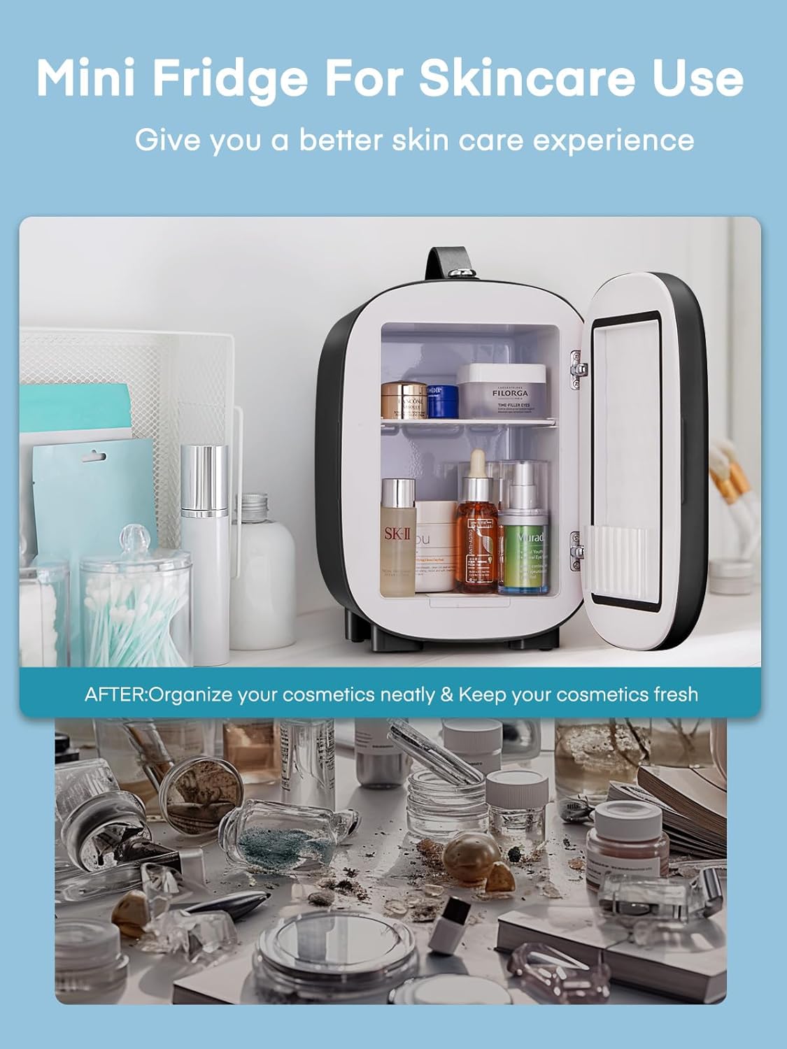 FOHERE - Mini Frigo 5L - compact 6 canettes, AC/DC, cosmétiques, bureau