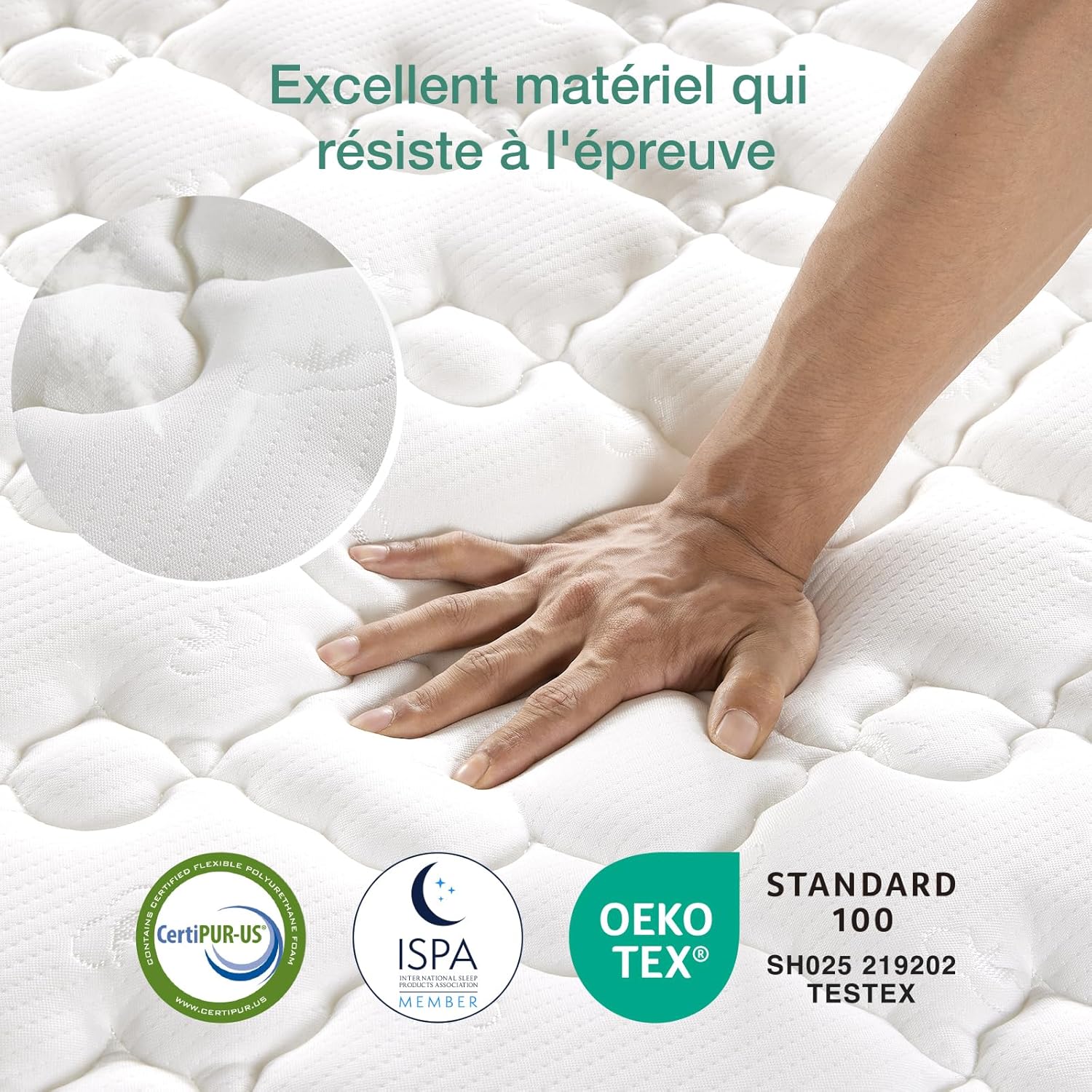 Novilla - Matelas 7 zones, mousse confort, 140x190 cm, 20 cm épaisseur