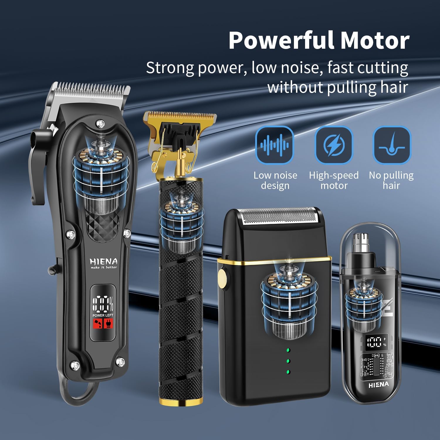 HIENA - PRO Tondeuse 4-en-1 - sans fil - multi-usage, kit complet