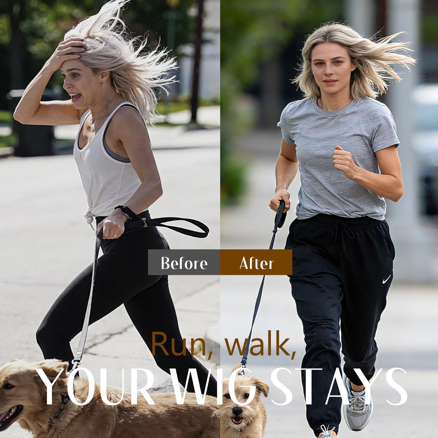 Dreamlover - Bandeaux velours pour perruque femme, 2 pièces, nude