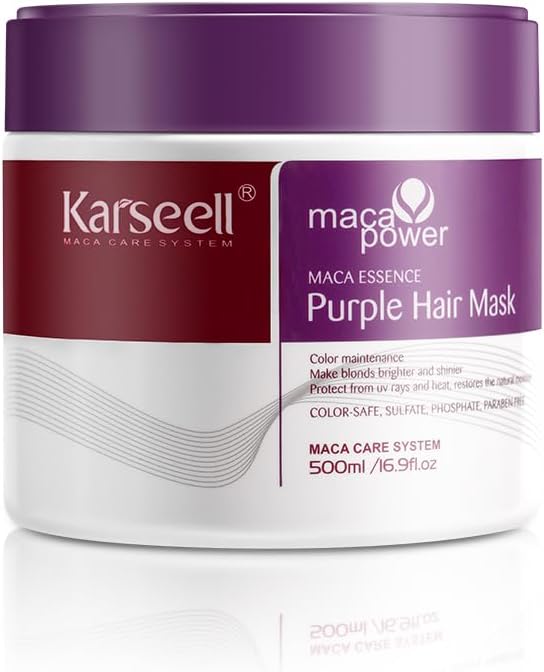 Karseell - Violet Masque Cheveux - 500ml - Neutralise reflets jaunes, répare cheveux abîmés