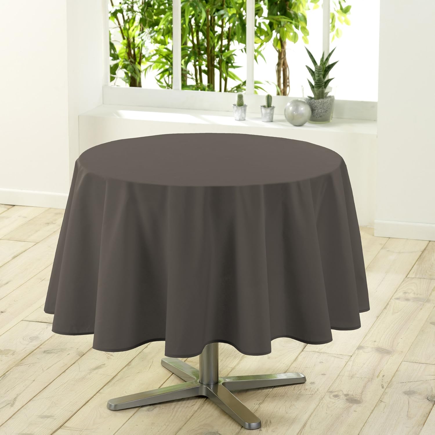 Douceur d'Intérieur - Essentiel - nappe ronde 180 cm polyester uni taupe