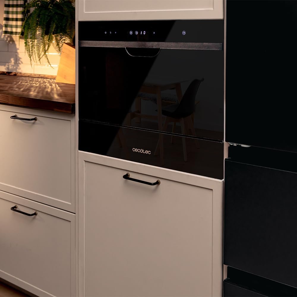 Cecotec - Bolero Aguazero 2500 S-BI - compact 6 couverts - 5 programmes, verre noir, départ différé, 1380W, 2500 S-BI