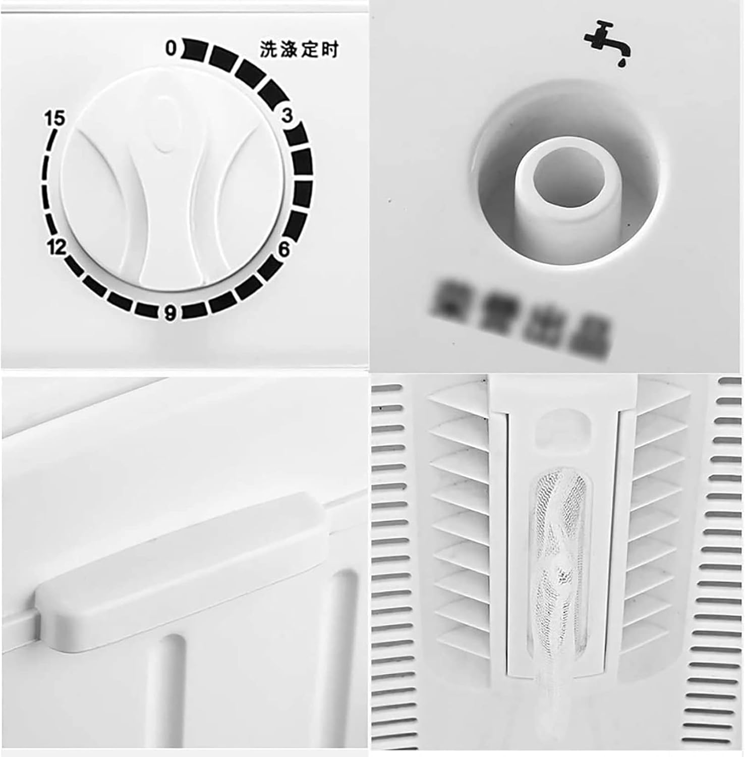 Machine à laver portable 7kg, 300W, semi-automatique, sèche-linge, plastique écologique