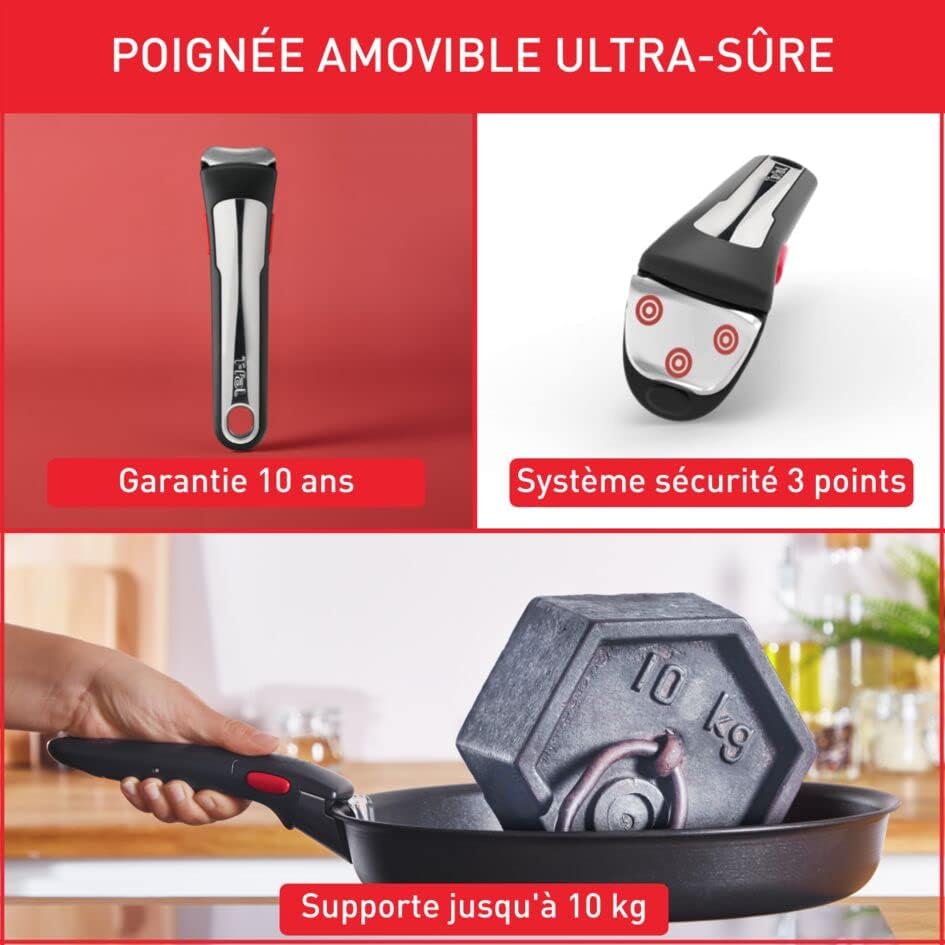 Tefal - Ingenio Eco Resist - 2 poêles, poignée amovible, induction, antiadhésif, empilable, L7679302