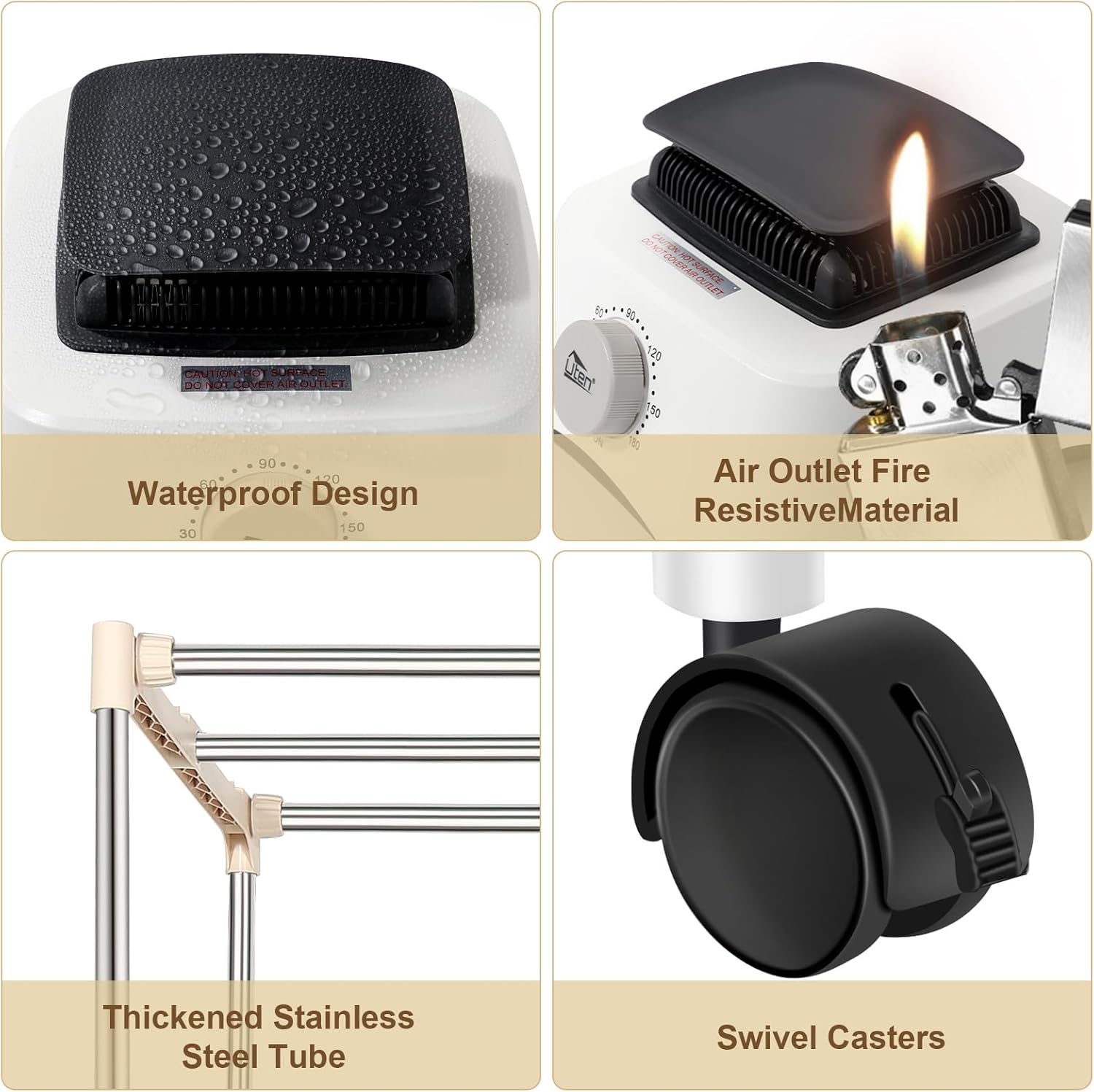 Séchoir électrique portable - double couche, minuterie, 1500W, armoire