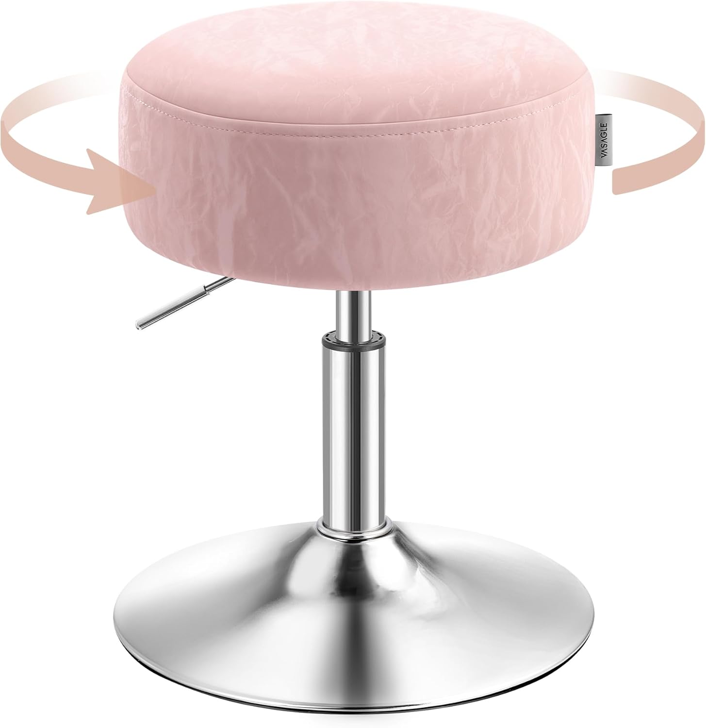 VASAGLE - Tabouret réglable, pivotant, coussin épais, PU, rose, LJB120S01