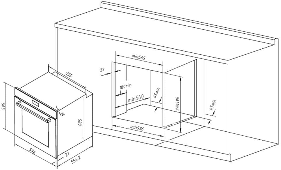 Cecotec - Four encastrable Bolero 60 cm multifonction, 72L, Airfryer, AF316000