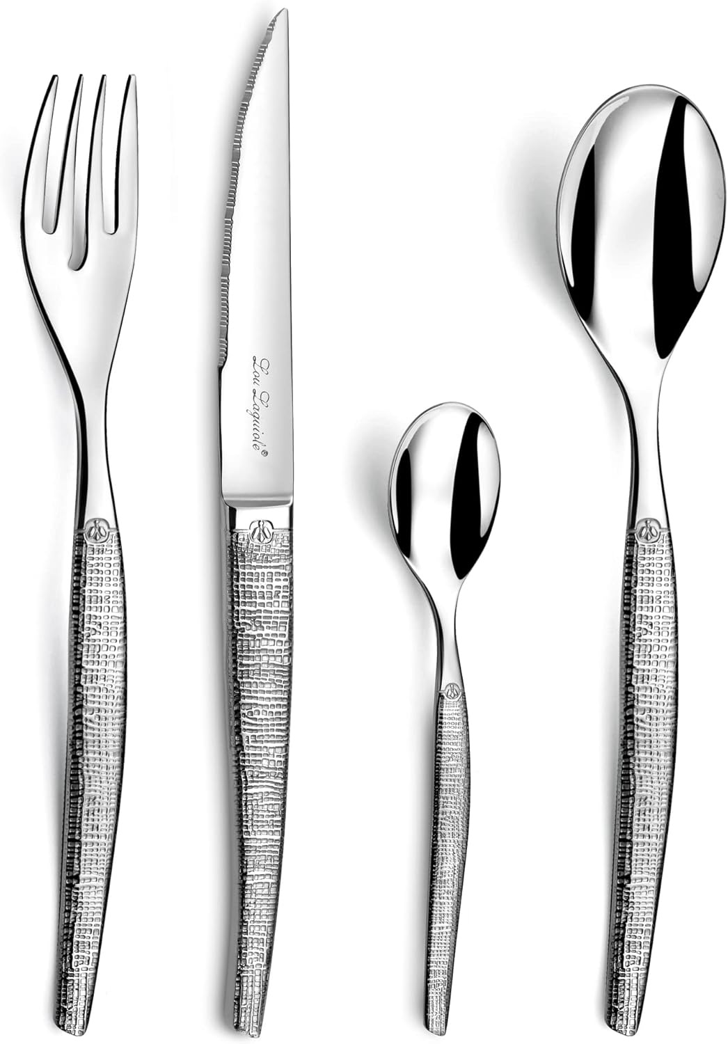 Lou Laguiole - Jet - 50 pièces, 12 pers, acier inox, finition textil