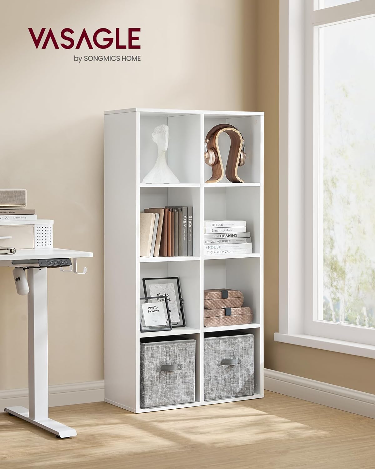 VASAGLE - bibliothèque cubique 8 cases - blanc - rangement modulable LBC24WT