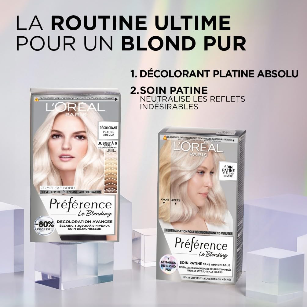 L'Oréal Paris - Préférence Le Blonding - soin post-décoloration, sans ammoniaque, neutralise reflets orangés, blond cend